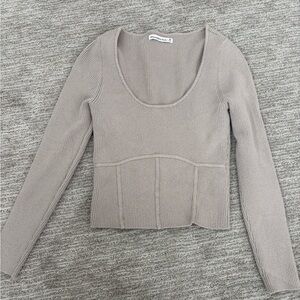 Abercrombie & Fitch Taupe Ribbed Knit Top